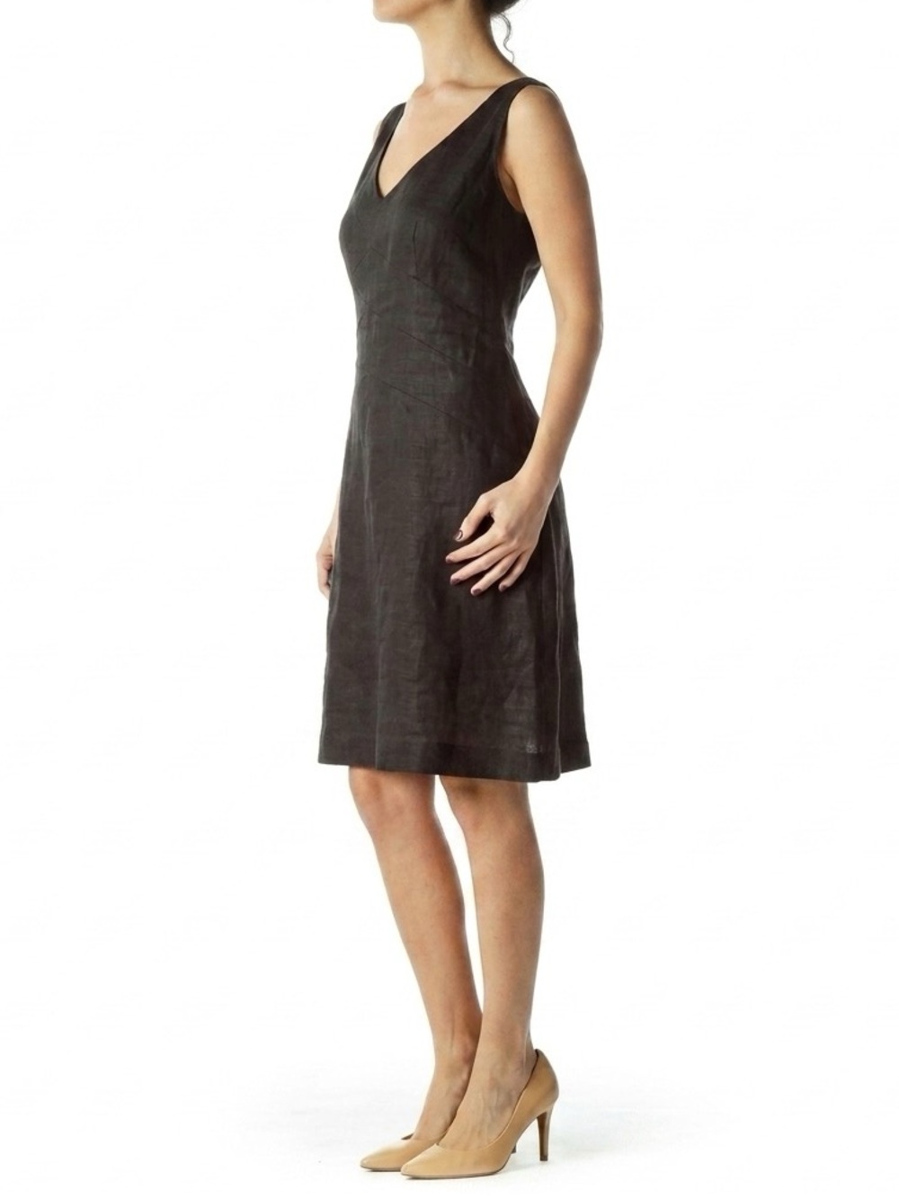 Talbots Irish Linen Y2K Black Dress LBD Sheath Sleeveless Summer Lined, 6